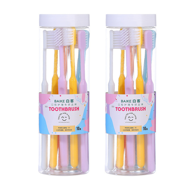 Barril cepillo de dientes de pelo suave cepillo de dientes para adultos hogar hogar limpieza profunda protector de encías bucales macarrón color para estudiantes