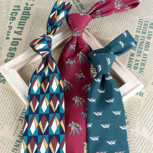 Printed retro hand-knotted tie 9cm men and women casual fashion trend suit collar accessories Shengzhou factory wholesale