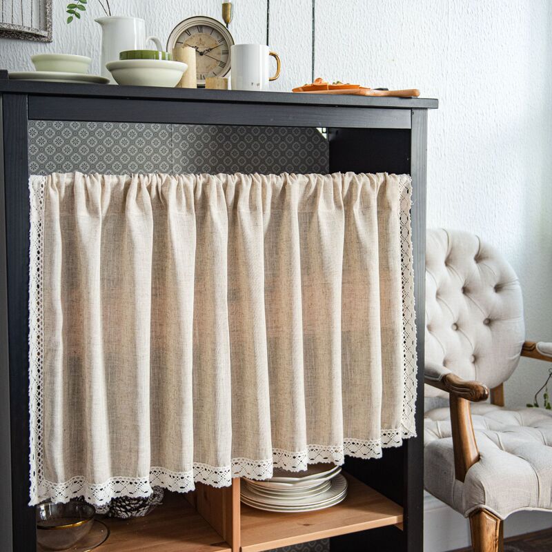 Qixin Window Curtain Plain Lace Half Curtain Door Curtain Coffee Curtain Kitchen Sink Cabinet Dust Curtain