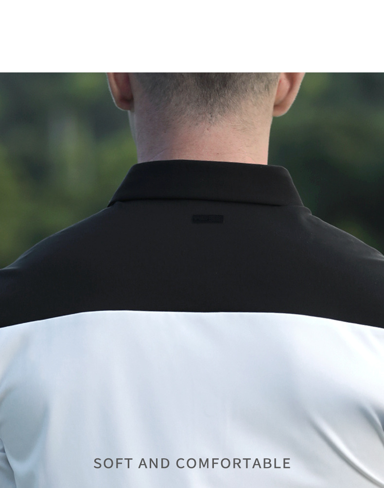 Áo polo golf nam dài tay phối màu cổ bẻ — KUZ166-Quần Đen, YF651-Áo màu trắng, YF651-Áo màu đen, KUZ166-Quần kaki chi tiết 9