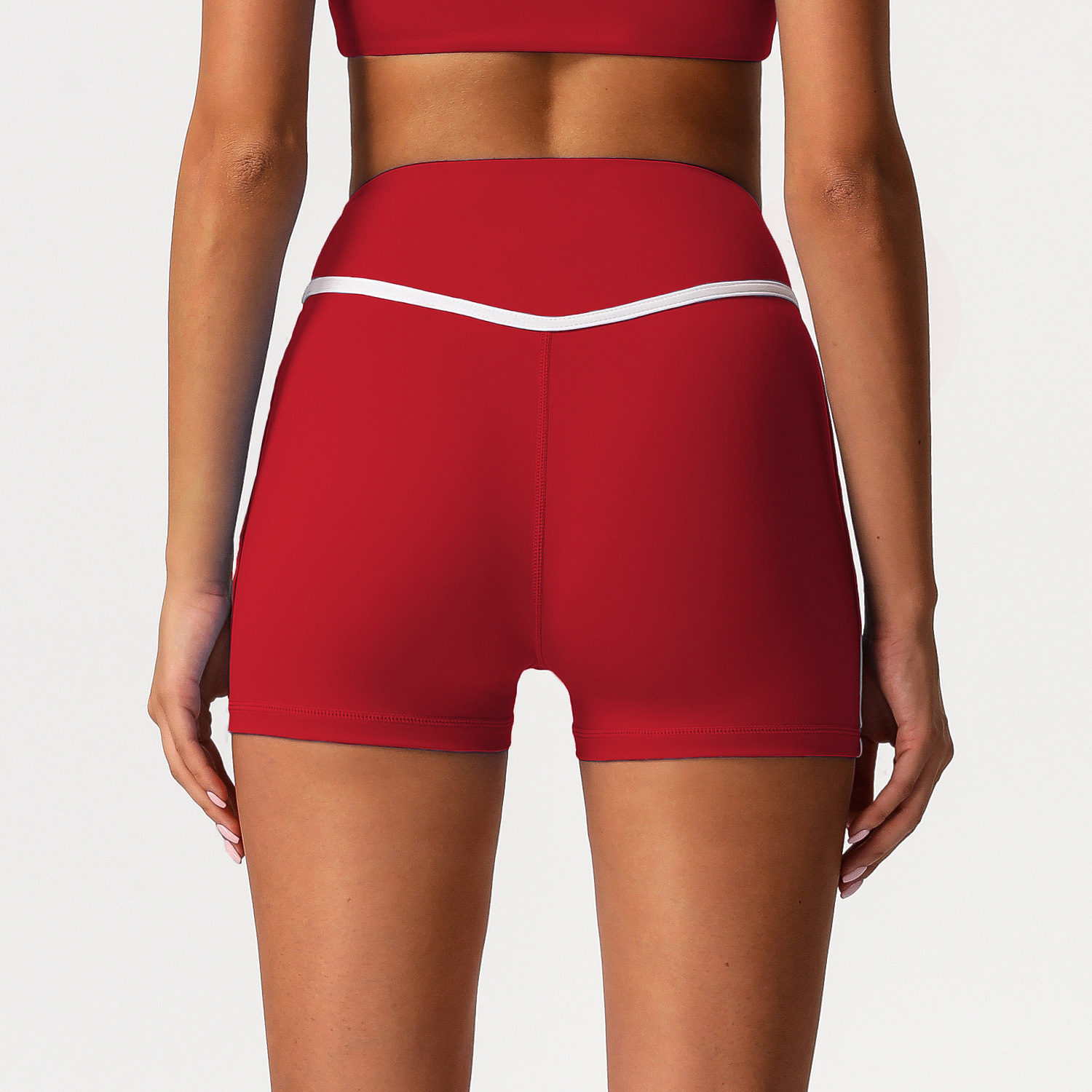 Pantalones cortos de yoga de cintura alta y abdomen de color de contraste europeo y americano