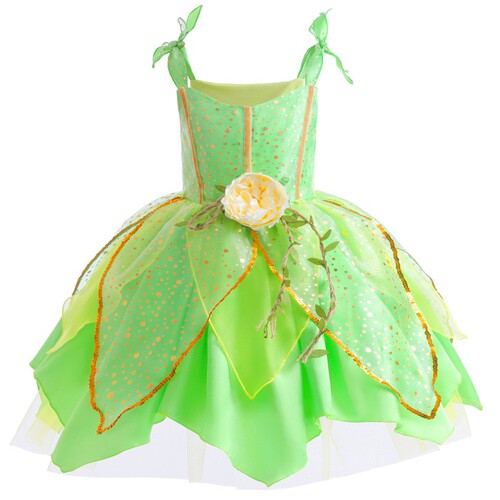 Halloween New Green Fairy Dress Princess Tiana Little Mermaid Children's Costume Drop Shipping One Piece