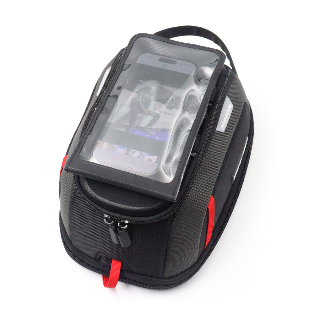 Universal Motorcycle Fuel Tank Bag, Magnetic Quick-Release Motorcycle Travel Bag, Front and Rear Quick-Adjustable Fuel Tank Bag with Rain Cover