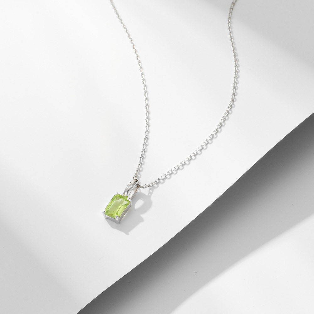 Women's Gender 925 Sterling Silver Crystal Inlay Rectangle Pendant Necklace
