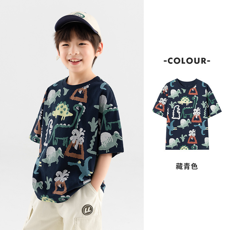 Duojia 男の子 Tシャツ 夏 かわいい トレンド 子供服 大きい子供用 カジュアル コットン トップス さわやかで涼しい半袖|undefined