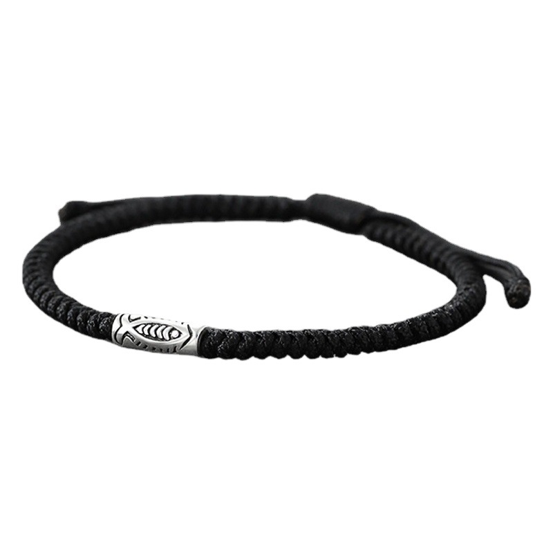 Retro koi Bracelet Men's Fashion ins cold style men's woven bracelet simple distressed small carp beaded bracelet