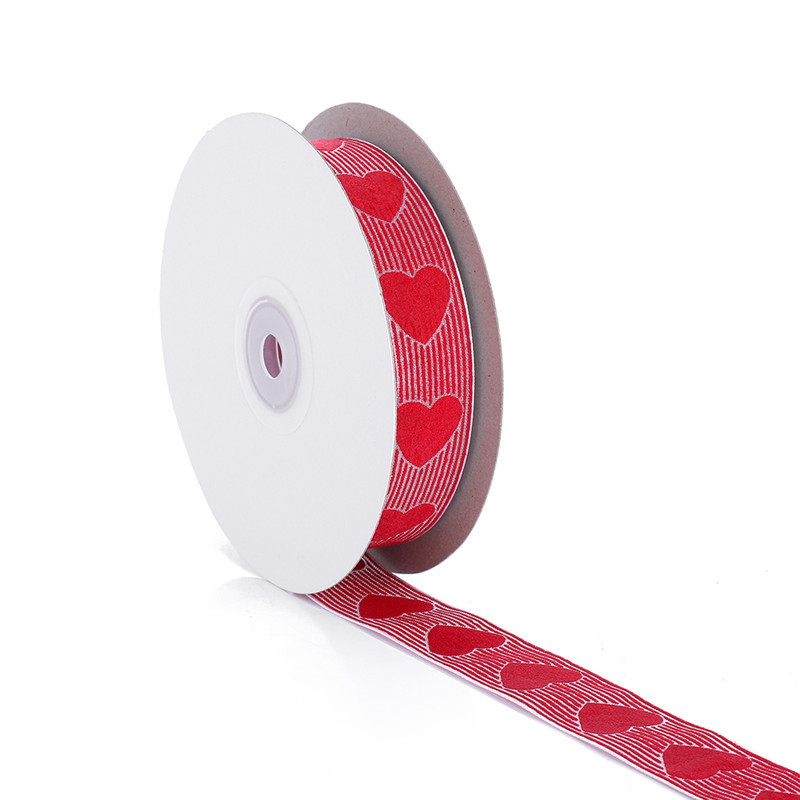 Transfronterizo nuevo impresión rojo amor cinta de nieve para el cabello tira flotante para artículos de boda regalos embalaje cinta 20 metros