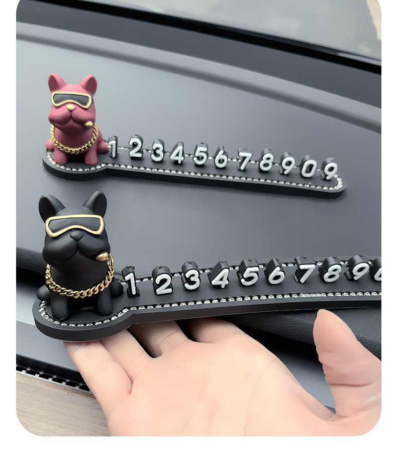Pitbull Car Temporary Parking Number Plate Cute Female Moving Car Phone Plate Car Ornaments Decorative Supplies