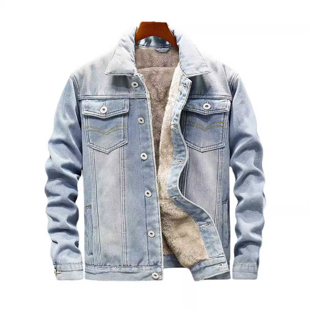 Chaqueta de mezclilla de invierno para hombre con forro polar Chaqueta de estilo coreano Chaqueta casual más tamaño Contacto para cambiar el precio y entregar