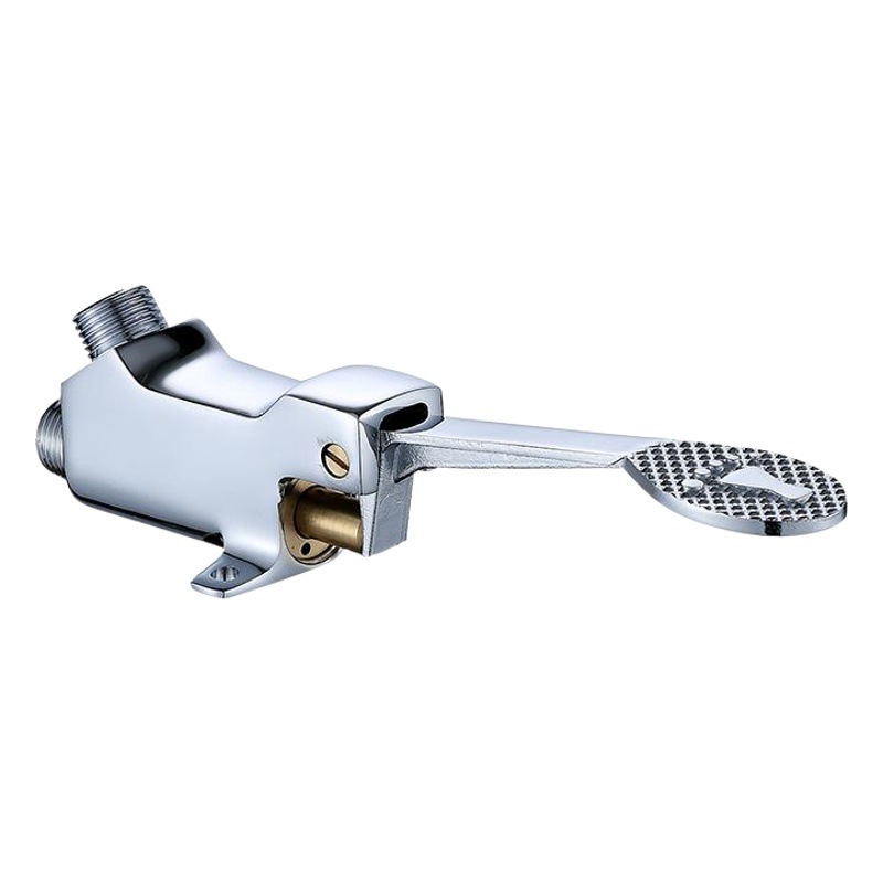 Grifo de pie de cobre para hospital o laboratorio, activación por pedal, ideal para fábricas de alimentos y lavabos industriales