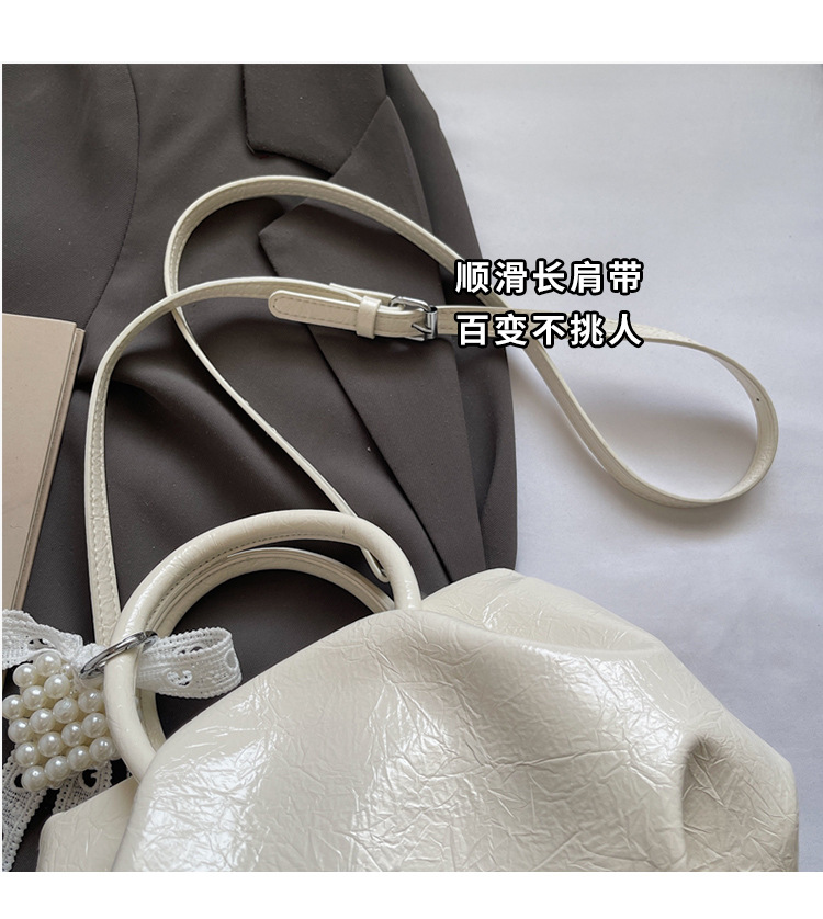 Fashionable tote bag, large-capacity underarm bag, 2025 new solid color texture women's bag, simple commuting bag, soft leather single-shoulder Specification drawing