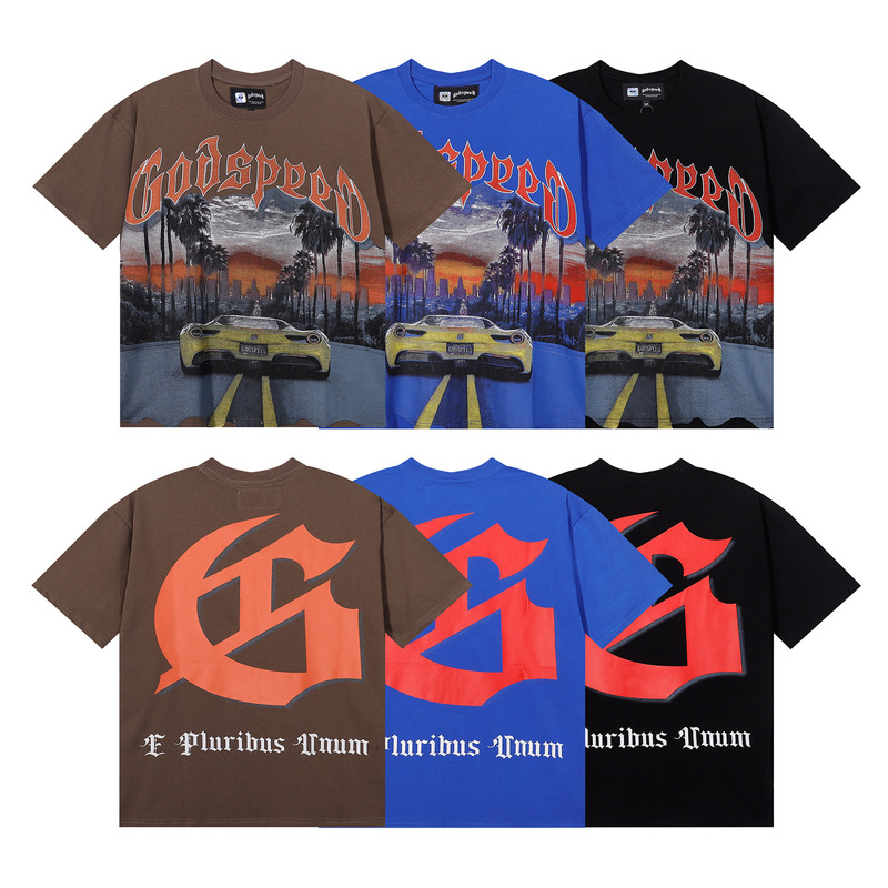 25ss夏季新款Godspeed洗水做旧短袖美潮复古篮球乐队T恤情侣同款|undefined