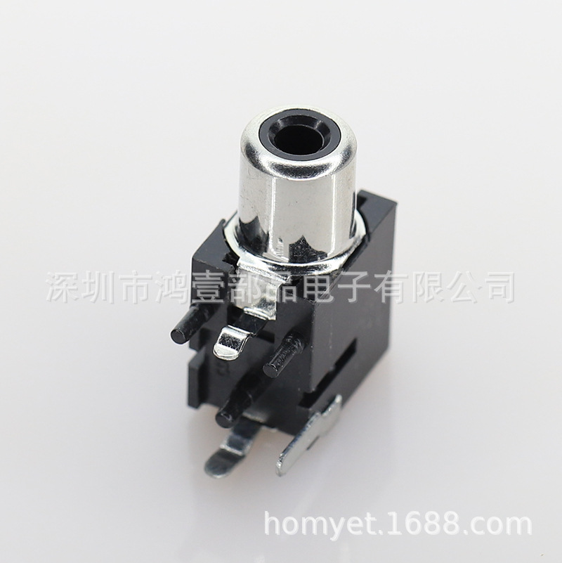 Hongyi Parts Rca Jack 3-Pin with Positioning Av Socket Black with Switch Video Socket