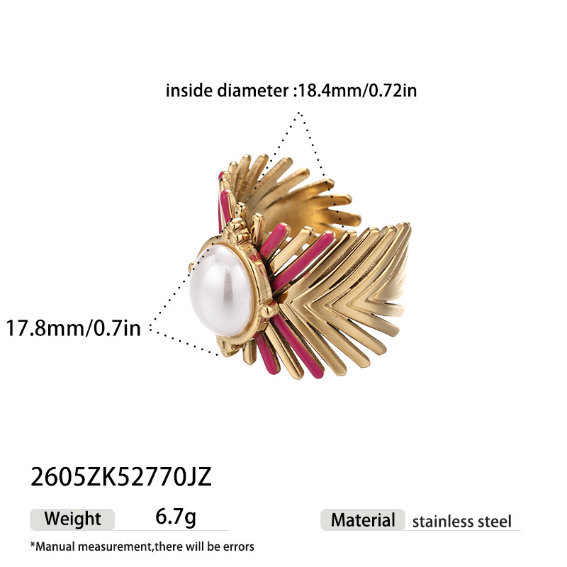 Anillo de acero inoxidable de rayas geométricas de rayas no se desvanece con joyas de 18K