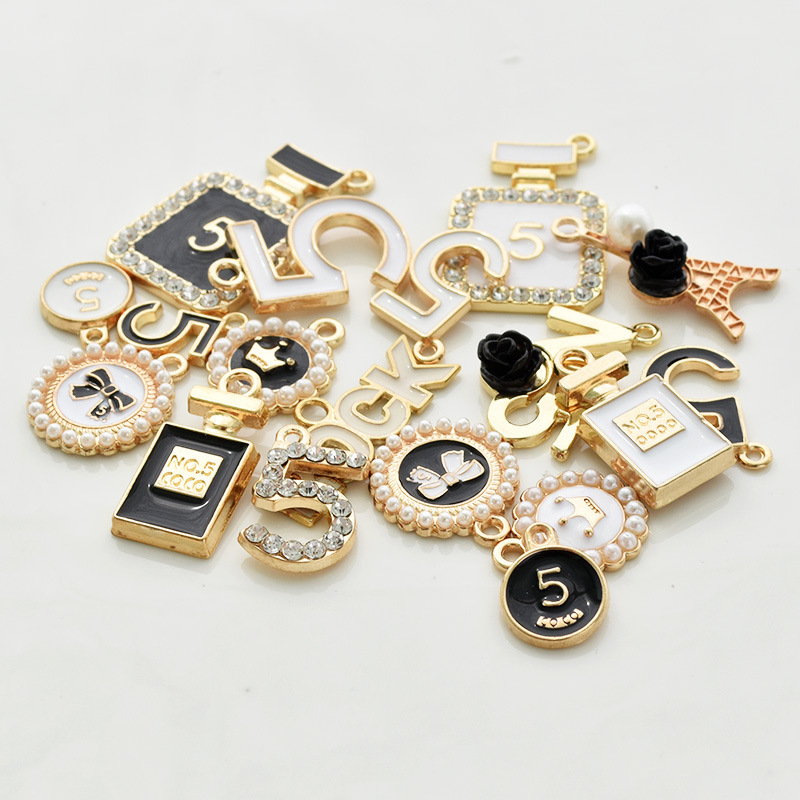 10 PCS/Package Alloy Artificial Pearls Rhinestones Enamel Plating Inlay Polished Pendant display picture 3