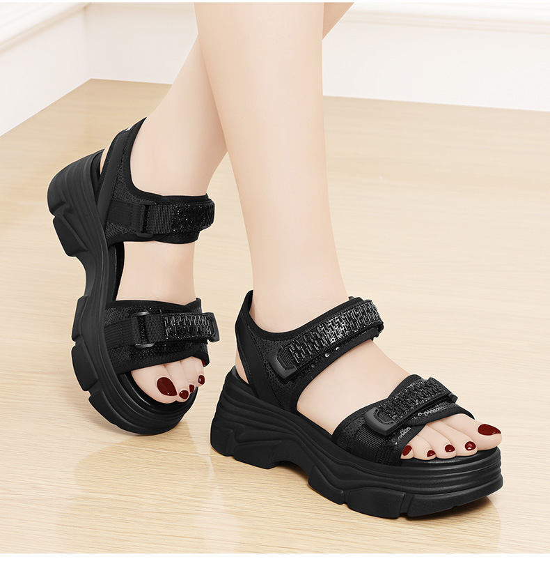 Sandal thể thao nữ đế dày Velcro mùa hè 2024 — Màu be 1968, 1968 màu đen chi tiết 9