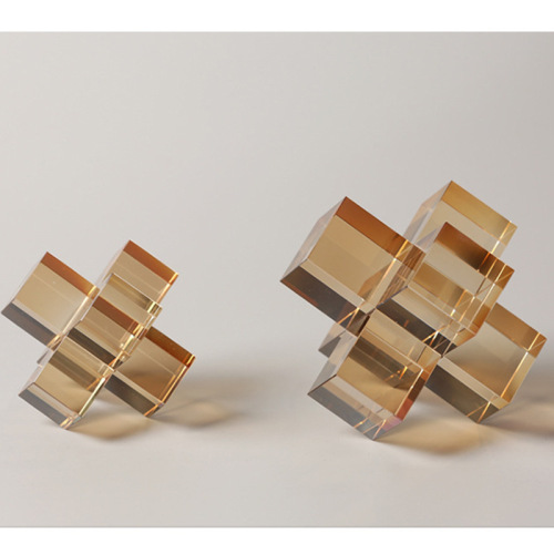 Modern light luxury creative crystal cross bookend sculpture minimalist sand geometric home office soft decoration