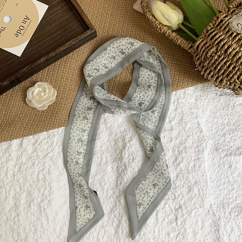 Bufanda de seda, bufanda pequeña de moda de alta gama, flor de todo fósforo, clip tridimensional, decoración de flores, serpentín, diadema