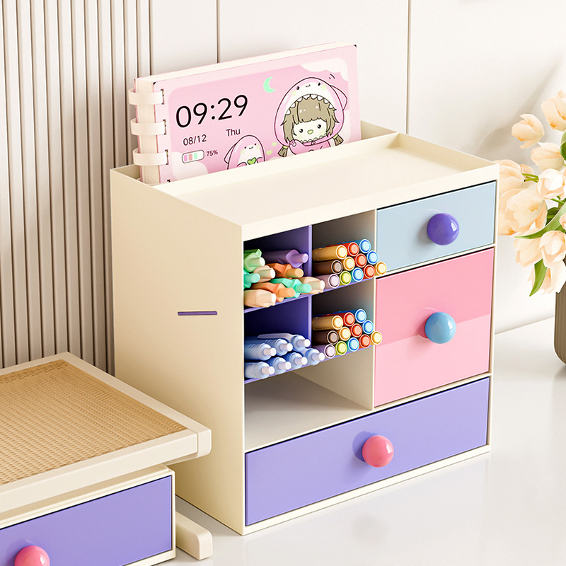 desktop drawer storage box student desk stationery pen holder large capacity stackable storage organizing paris romantic