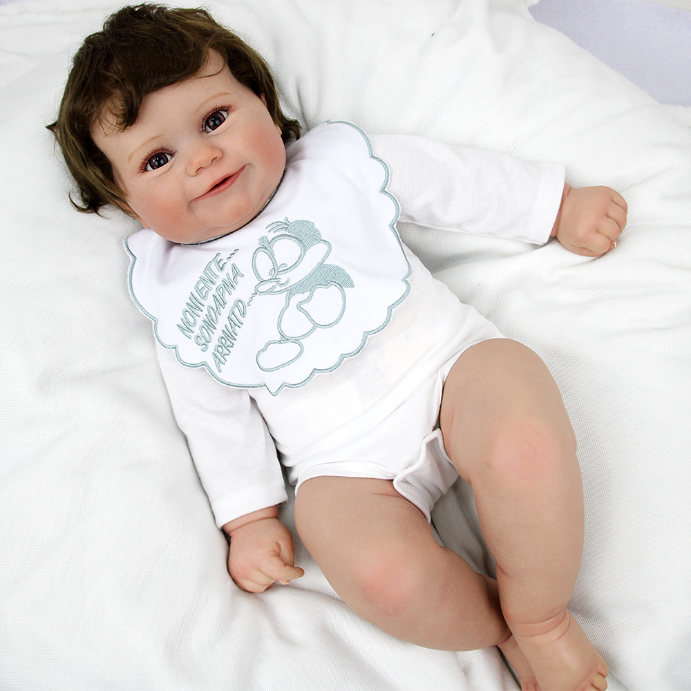 Muñeca de simulación de renacimiento, muñeca de simulación de bebés de 60CM, fábrica de origen, niños crecen suaves para acompañar a los hombres