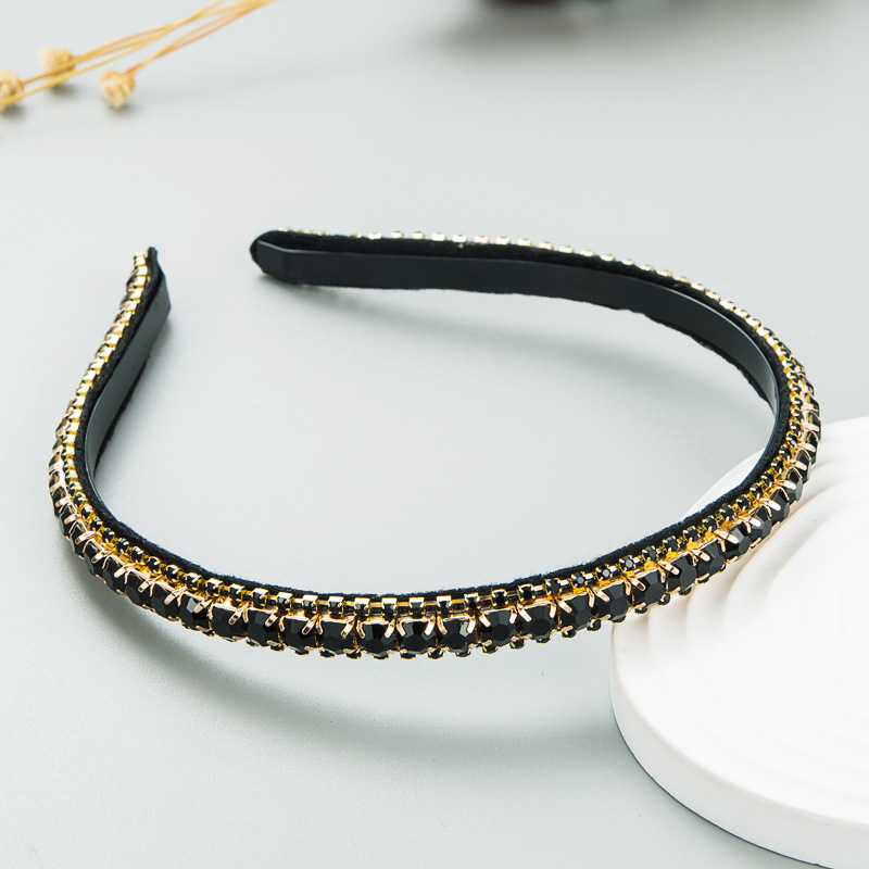 Fashion Colorful Solid Color Cloth Inlay Rhinestone Hair Band display picture 3