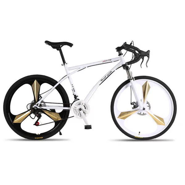 Upgraded to 24 speeds - integrated wheel dual disc brake shock absorption - 22-26 inch pneumatic tires