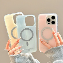 韩国ins简约纯色马卡龙磁吸适用苹果16promax手机壳iPhone15新款14pro高级感13小清新16双层15pro女16pro全包
