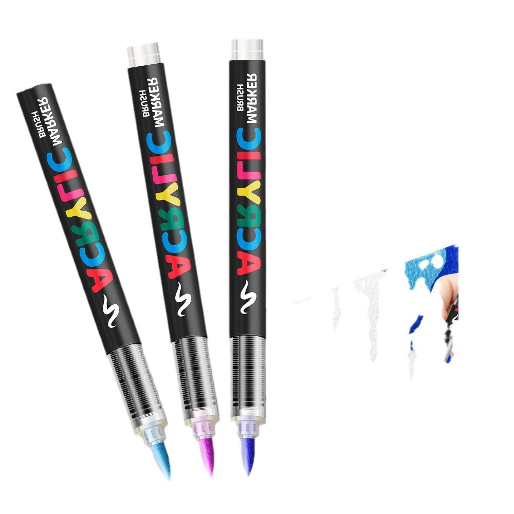 Marcador de acrílico de tipo recto, punta de bolígrafo suave, bolígrafo de graffiti de cuenta manual de bricolaje, bolígrafo de pintura de arte, juego de pincel de pintura para estudiantes