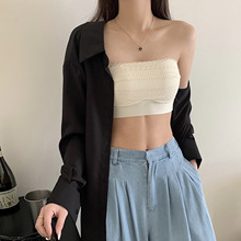 86877#无肩带内衣女防滑短款抹胸无痕裹胸防走光小胸聚拢文胸罩