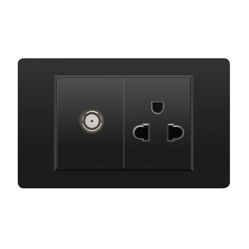 Черная настенная панельная розетка с 118 тип switch, тайваньская розетка с 20W type-C, шесть отверстий