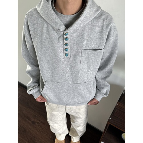 American-style buttons for men and women, autumn and winter, hooded sweatshirts, seasonal trend brands, loose, niche design, casual, versatile, lazy-style outerwear
