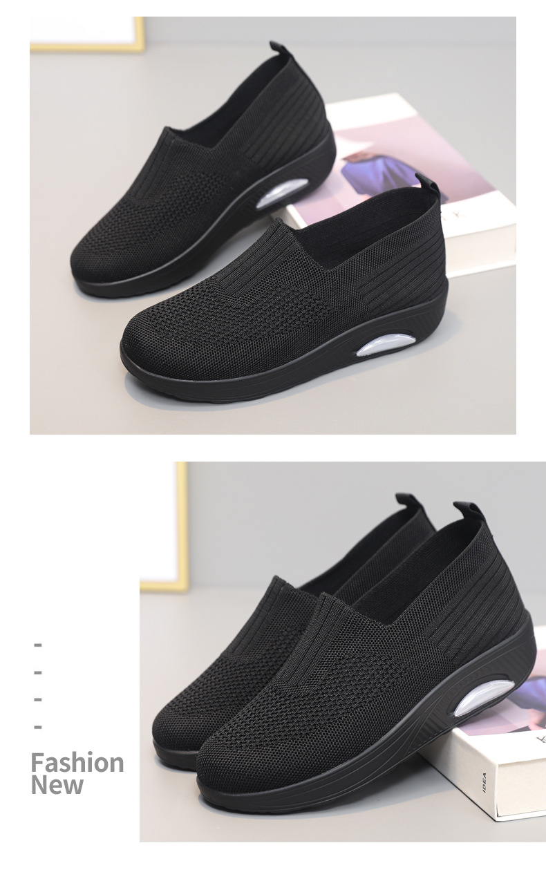 Women's New Spring Autumn Models, Fly-knit Mesh Slip-on Socks, Thick-soled Casual Shoes, Breathable And Lightweight_vogvips.com