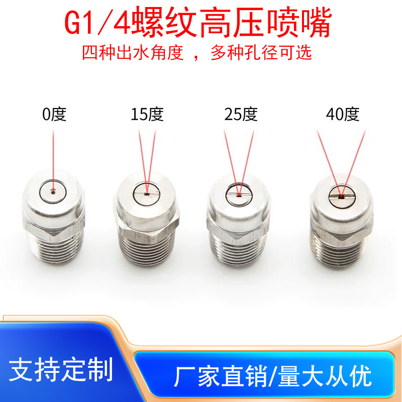 G1/4螺纹喷嘴高压扇形清洗环卫车扫地机加湿冷却不锈钢扇形喷头