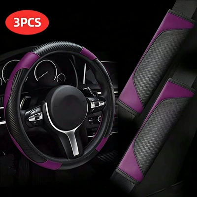 steering wheel cover wholesale, Steering wheel cover - purple-three-piece-set-38cm