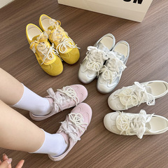 Meimanlin レース妖精パールレースアップスポーツシューズフォレストカジュアルシューズ女性の新しい多用途道徳トレーニングシューズレース