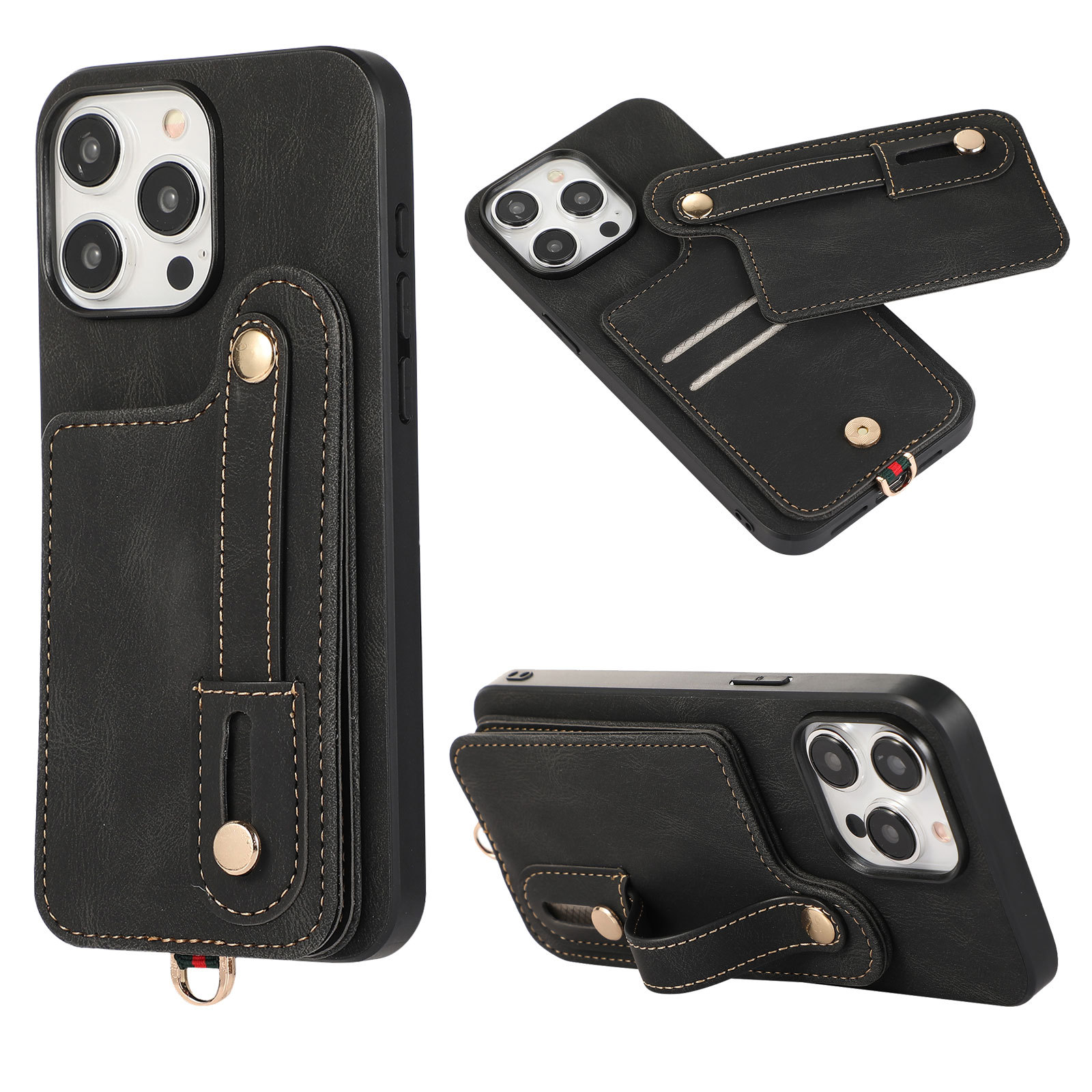 Phone Case Wallet With Wrist Strap For Iphone 15 Pro And Samsung S23u_voghion.com