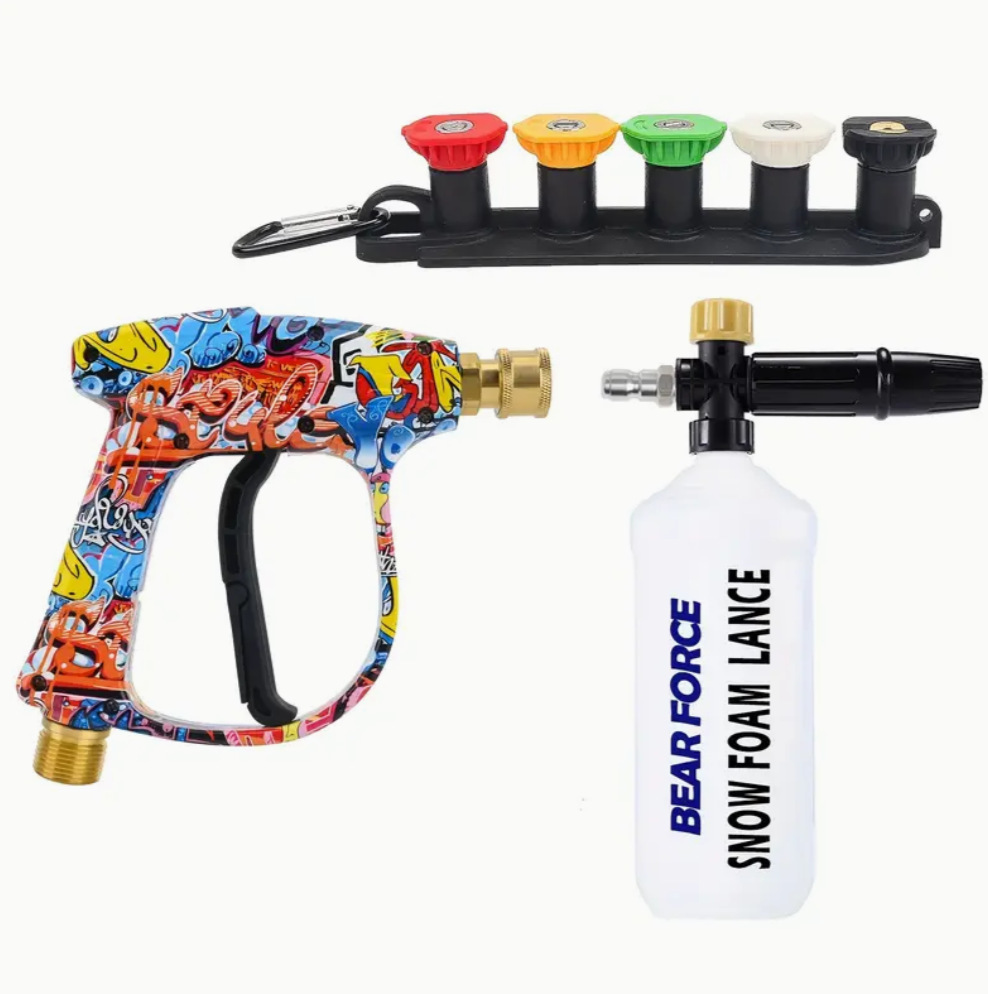 Máquina de limpieza de alta presión pistola de agua de lavado de automóviles 5 boquillas de color en forma de ventilador columnar nueva edición limitada cabeza de pistola de agua pintada M22 pistola de agua