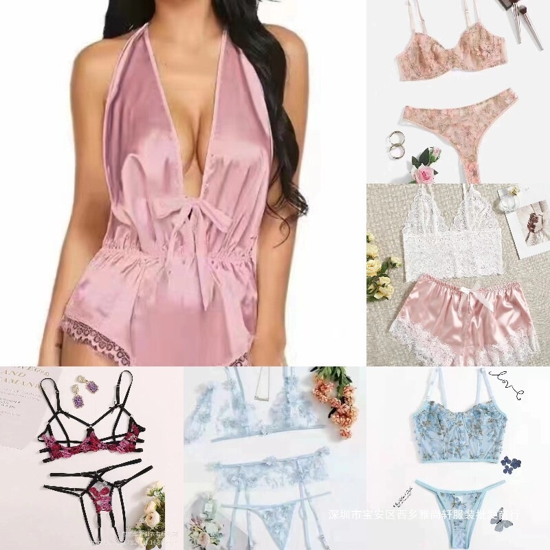Cross-Border Foreign Trade Passion Midnight Shein Sexy Lingerie Assorted Lace Sets Wholesale Multi-Color Mix and Match for Women Cross-Border Foreign Trade Passion Midnight Shein Sexy Lingerie Assorted Lace Sets Wholesale Multi-Color Mix and Match for Women