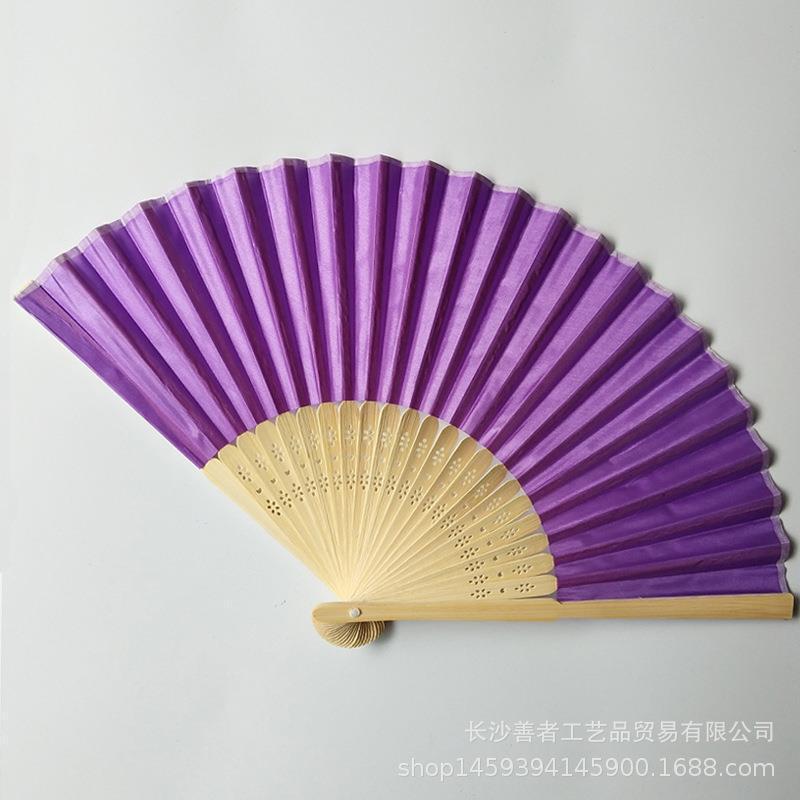 素面婚礼丝扇21CM婚礼布扇绢扇婚礼回礼扇DIY折扇丝印雕刻金色|undefined