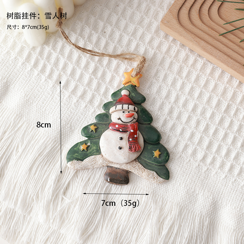 Nuevos productos transfronterizos de madera decoraciones de Navidad colgantes de resina colgantes de decoración de árbol de Navidad viejos muñecos de nieve bolsas de regalo estilo americano