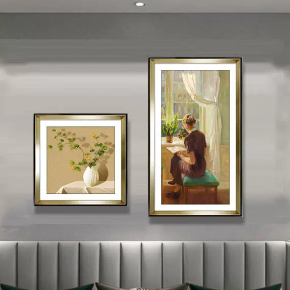 厂家一件代发法式风格客厅装饰画卧室餐厅背景墙壁画两联组合挂画