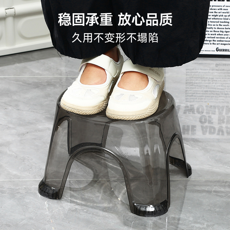 加厚小凳子家用矮凳客厅茶几儿童换鞋凳圆凳小型椅子塑料透明板凳|undefined