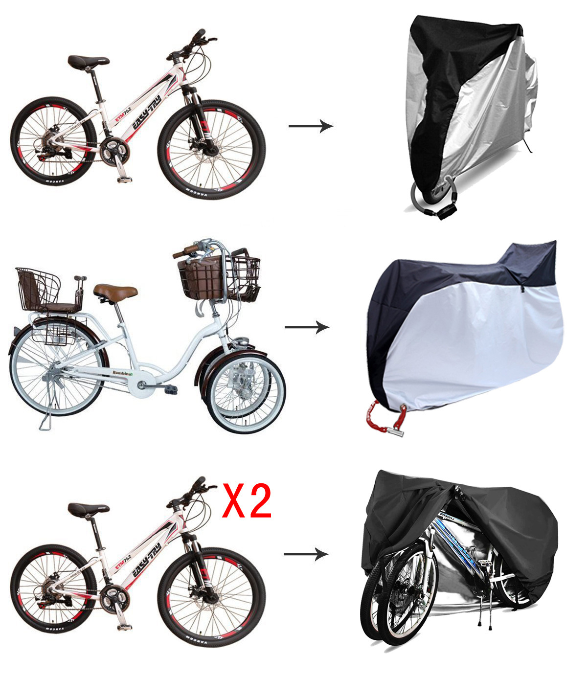 Cross-border Amazon bicycle cover two side-by-side bicycle cover two bicycle clothes rainproof, dustproof and sunscreen