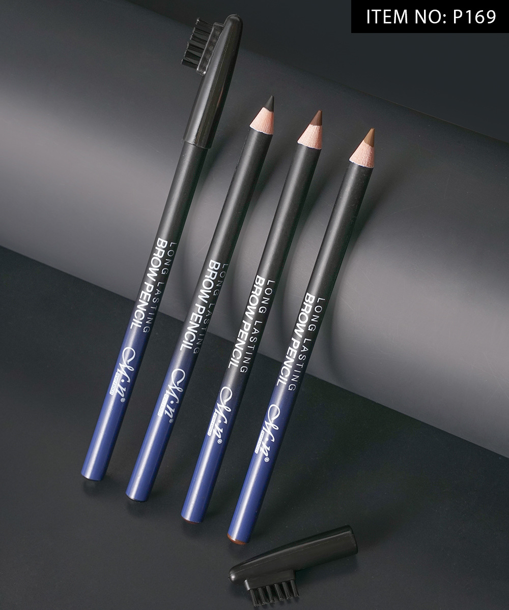 12 pieces per box of Cool Black wooden hard core eyebrow pencils. The water is not easy to smudge tattoos. The eyebrow pencils come with brushes Specification drawing