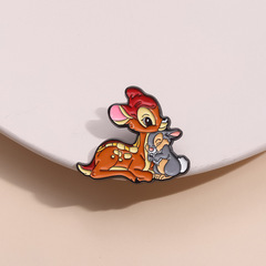 可愛精緻小鹿造型胸針 創意動物系列合金徽章 個性小灰兔配飾別針