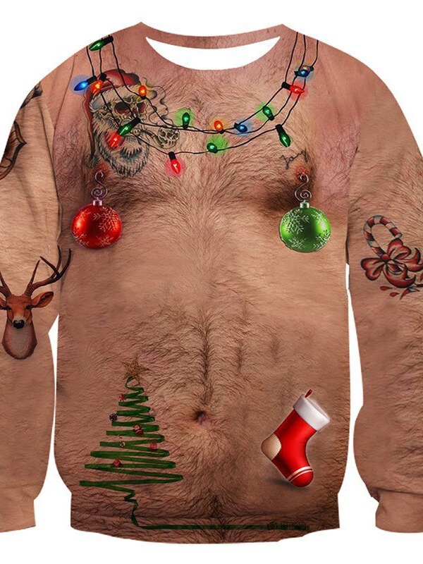 3D Printed Amazon Popular Christmas Chest Hair Funny Pattern Couple Hooded Sweatshirt Fashionable Pullover Top 3D Printed Amazon Popular Christmas Chest Hair Funny Pattern Couple Hooded Sweatshirt Fashionable Pullover Top