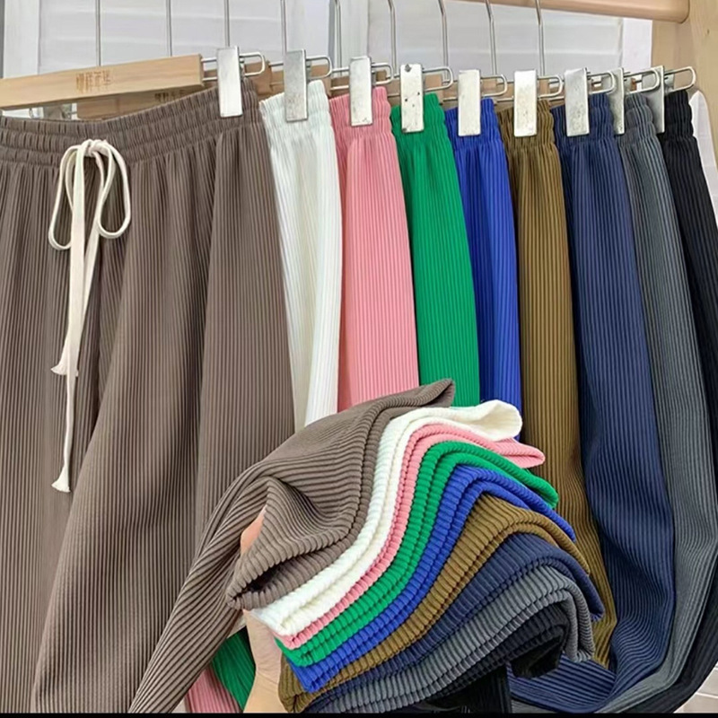 Pantalones de piernas anchas de hueso de serpiente para mujeres de verano, cintura alta y suelta, pantalones casuales rectos de seda de hielo, pantalones de trapazo delgados