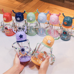 新商品アニメコップネット赤コップ子供大容量鹿角プラスチックコップ学生プレゼントストローコップ卸売り