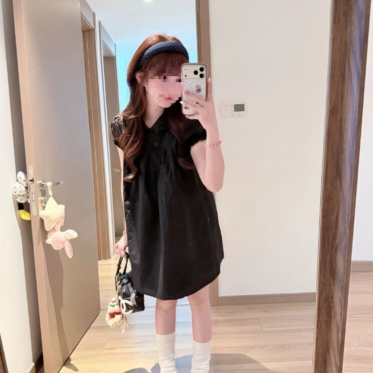 Sweet new style with Peter Pan collar, loose plus-size women's white dress, French-style dress for first love, spring and summer