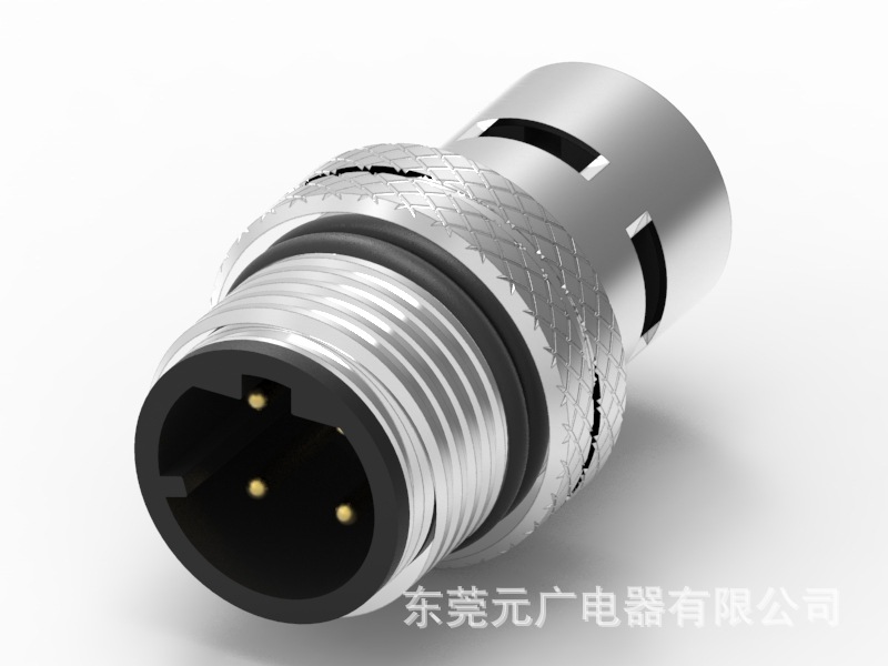 M12 D-CODE 4PIN公头 带接地 线端